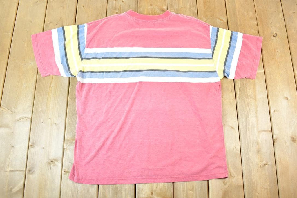 Vintage 90s Striped Souvenir T-Shirt - Made In USA Men's L