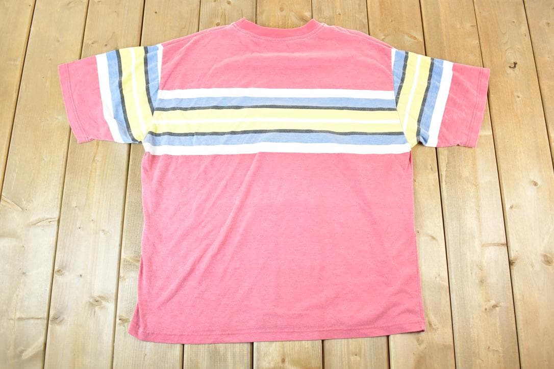Vintage 90s Striped Souvenir T-Shirt - Made In USA Men's L