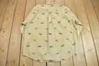 Vintage 1990s Woolrich Moose All Over Pattern Button Up Shirt