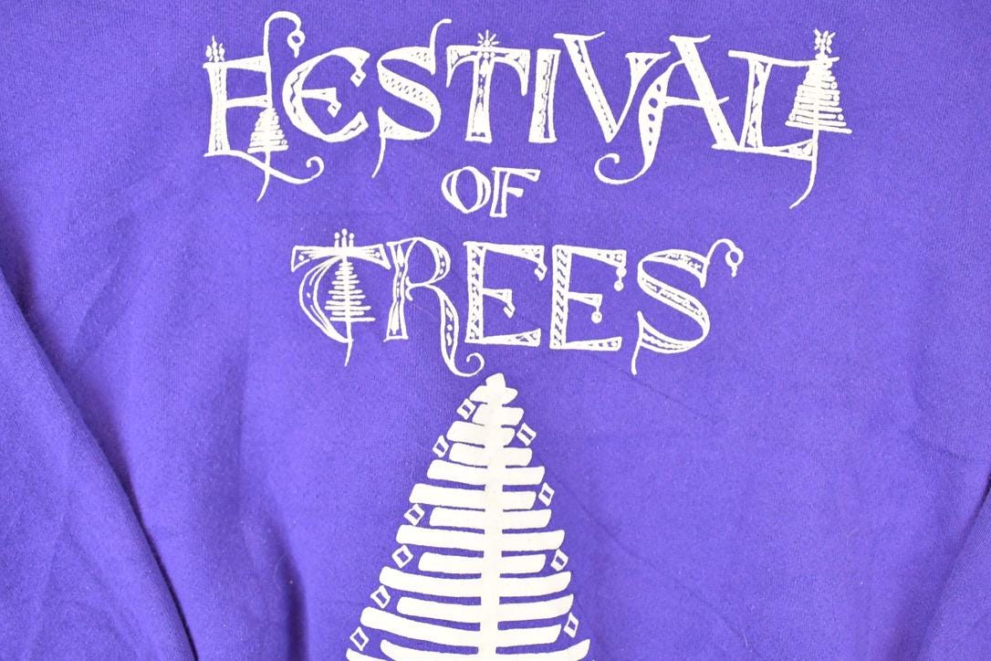 Vintage 1990s Festival Of Trees Graphic Print Crewneck Sweatshirt Mens L