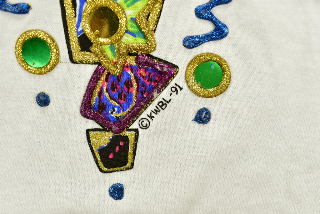 Vintage 1991 Hand Painted Abstract Patchwork T-Shirt
