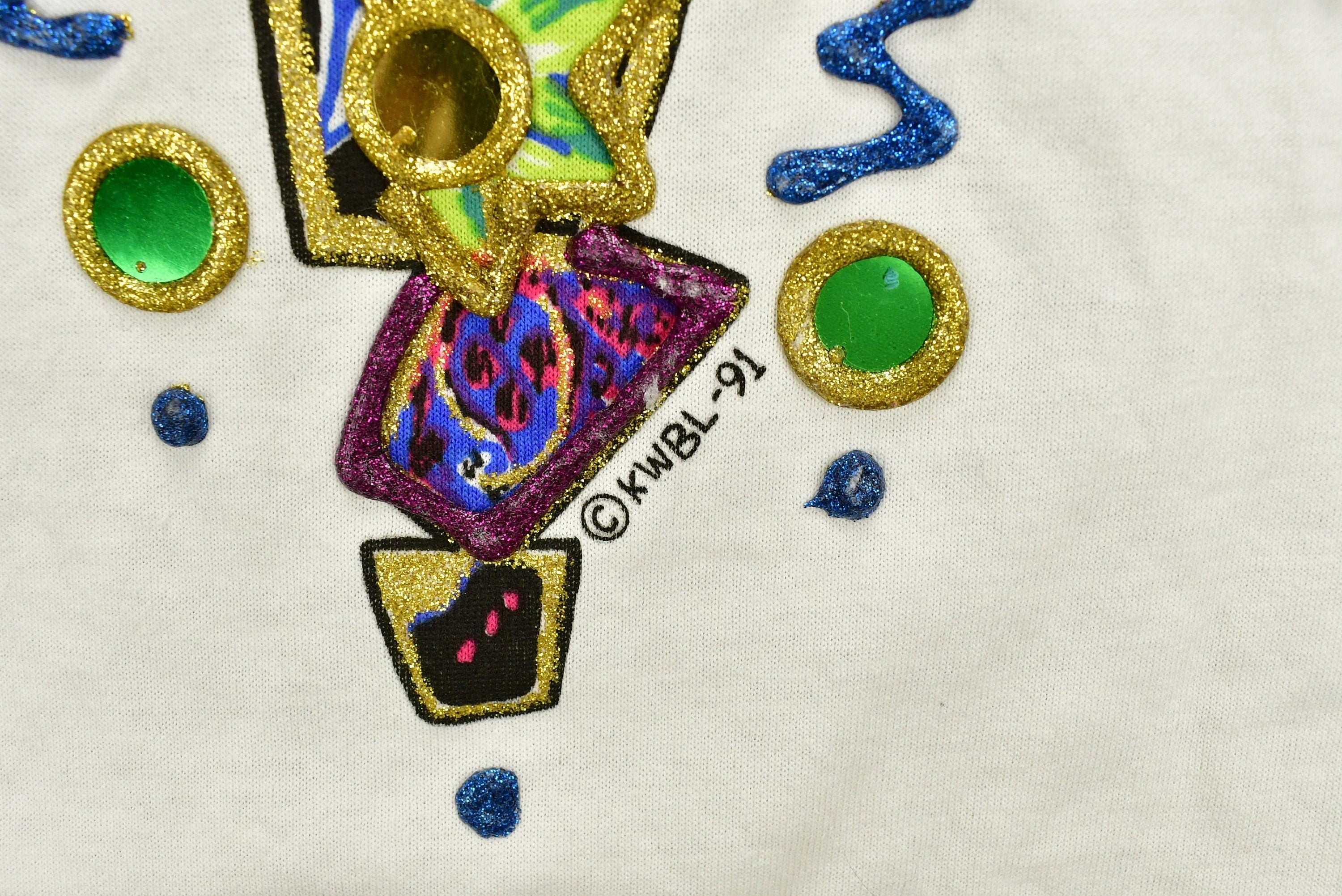 Vintage 1991 Hand Painted Abstract Patchwork T-Shirt