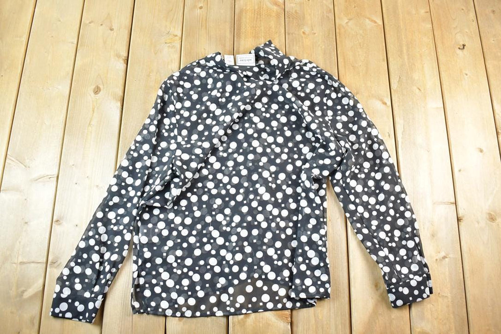 Vintage 1990s Adeline See Through Polka Dot Button Up Shirt Womens M