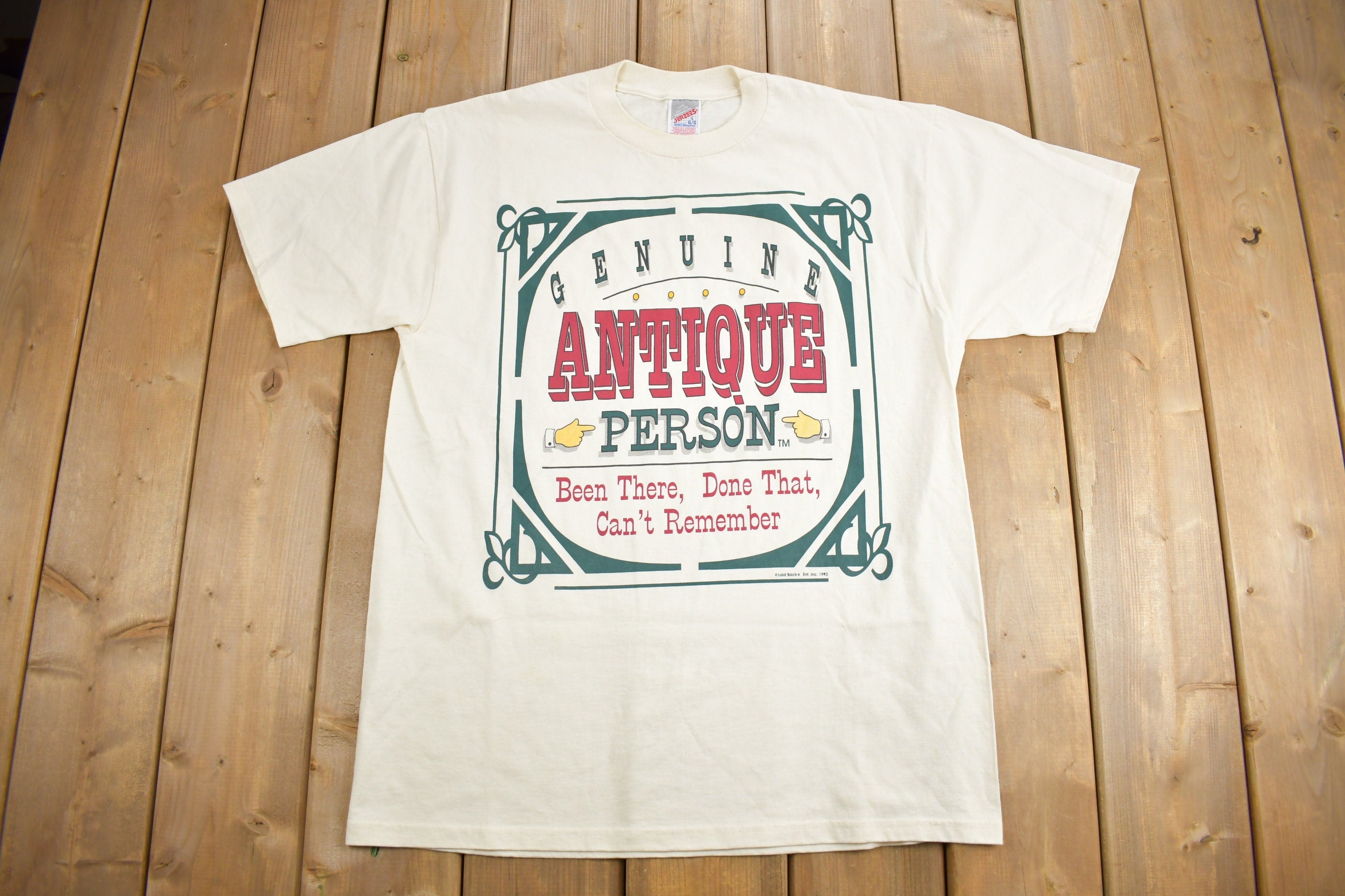 Vintage 1995 Genuine Antique Person Graphic T-Shirt