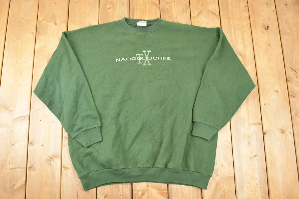 Vintage 1990s Nacogdoches Texas Embroidered Crewneck Sweatshirt Men's XL
