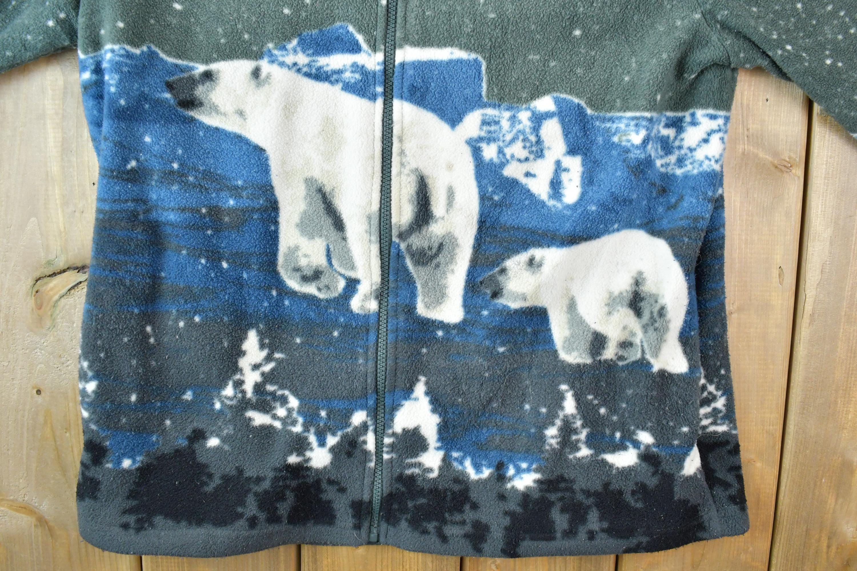 Vintage 1990s Polar Bear All Over Print Fleece Sweater