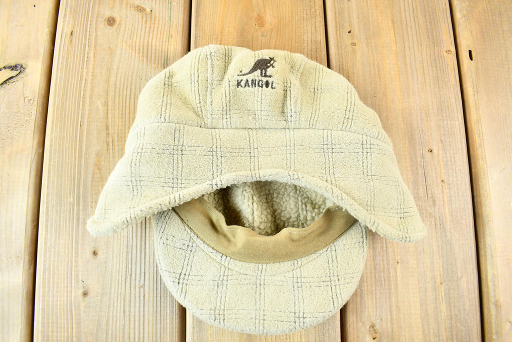 Vintage 1990s Kangol Polartec Fleece Plaid Army Cap Size L-XL / 90s Hat / Vintage Kangol Cap