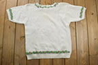 Vintage 1990s Kari Floral Design Knit Crewneck Shortsleeve Sweater