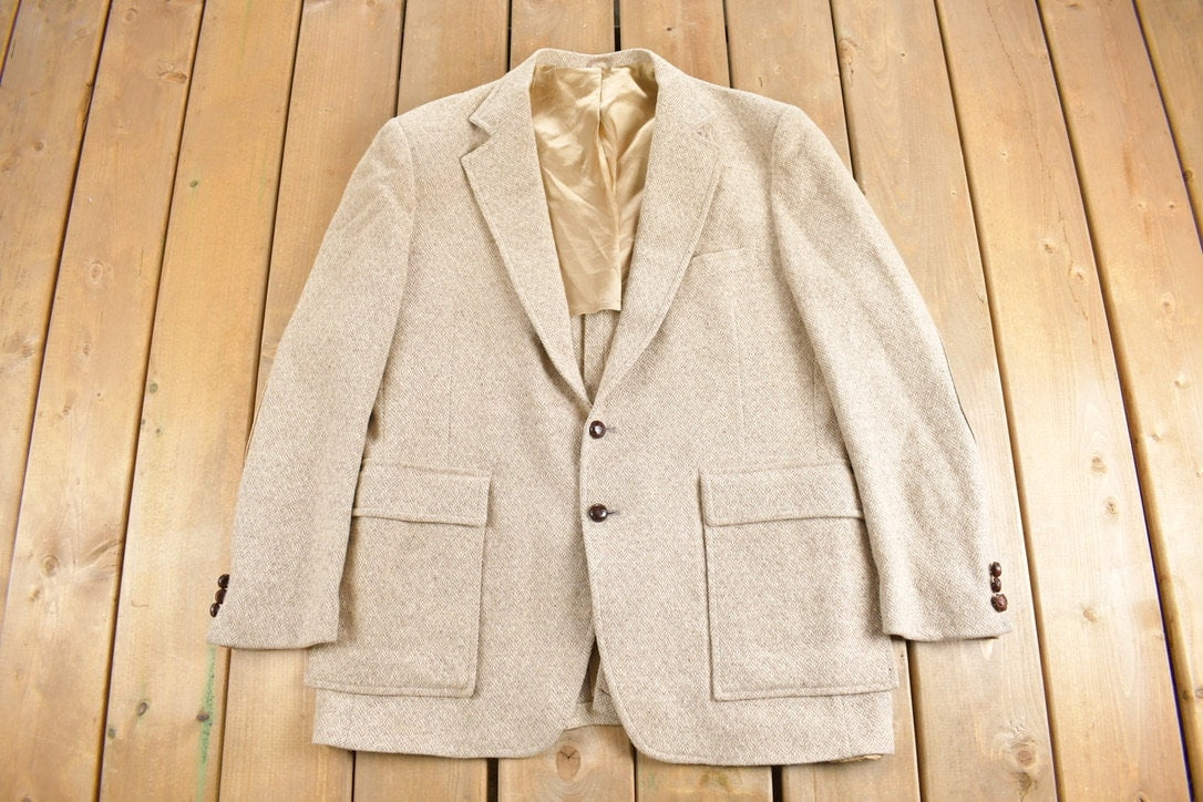 Vintage 1990s JC Penney The Mens Shop Herringbone Wool Blazer