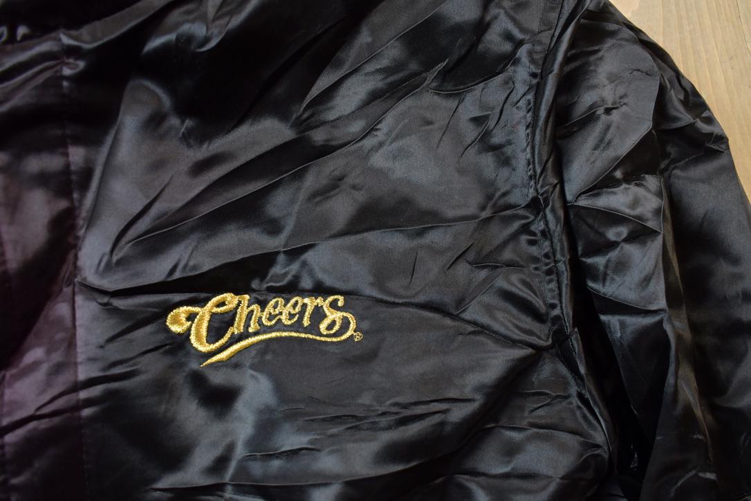 Vintage 1990s Cheers Boston Embroidered Satin Bomber Jacket