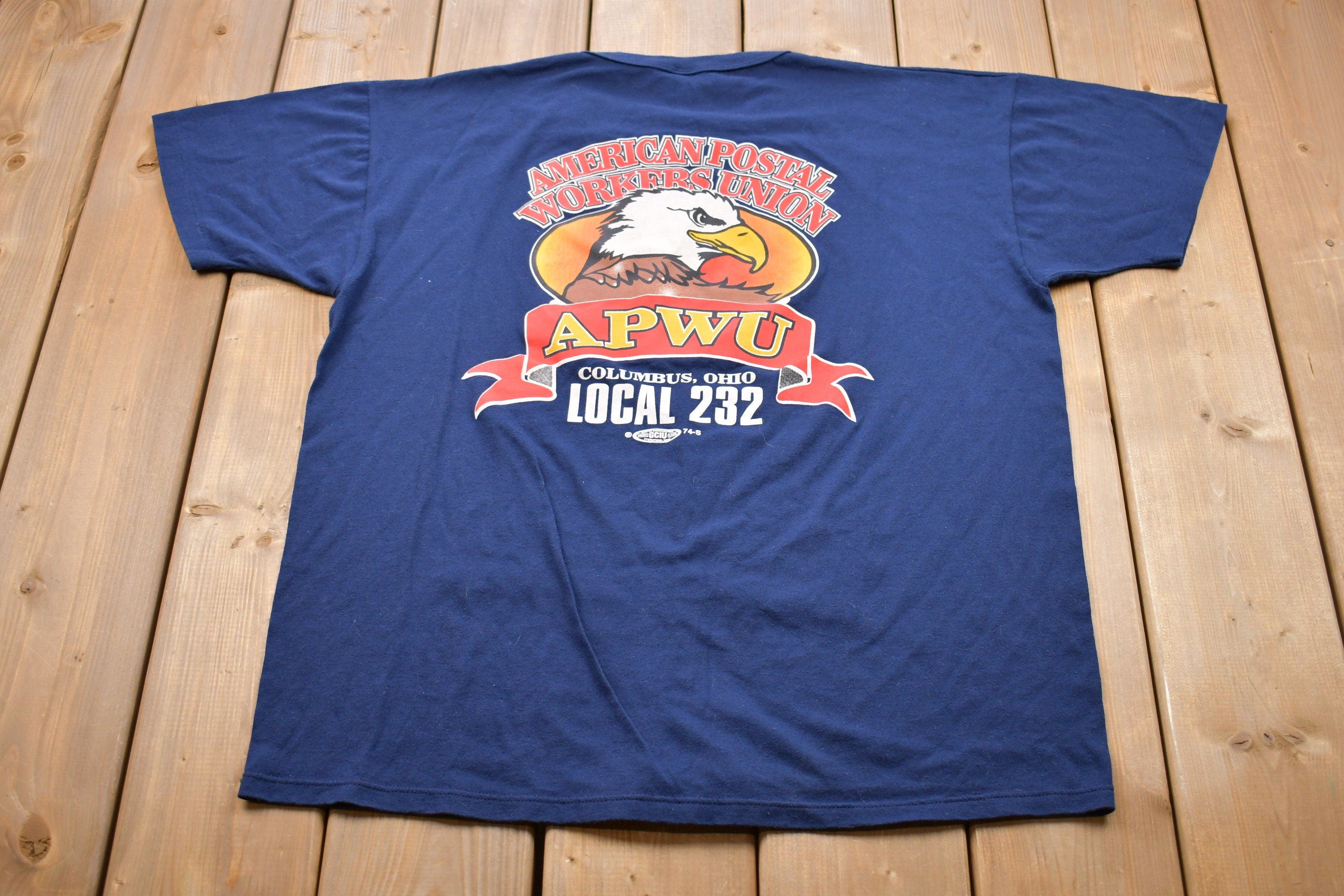Vintage 1990s Russell Athletic American Postal Workers Union Graphic T-Shirt