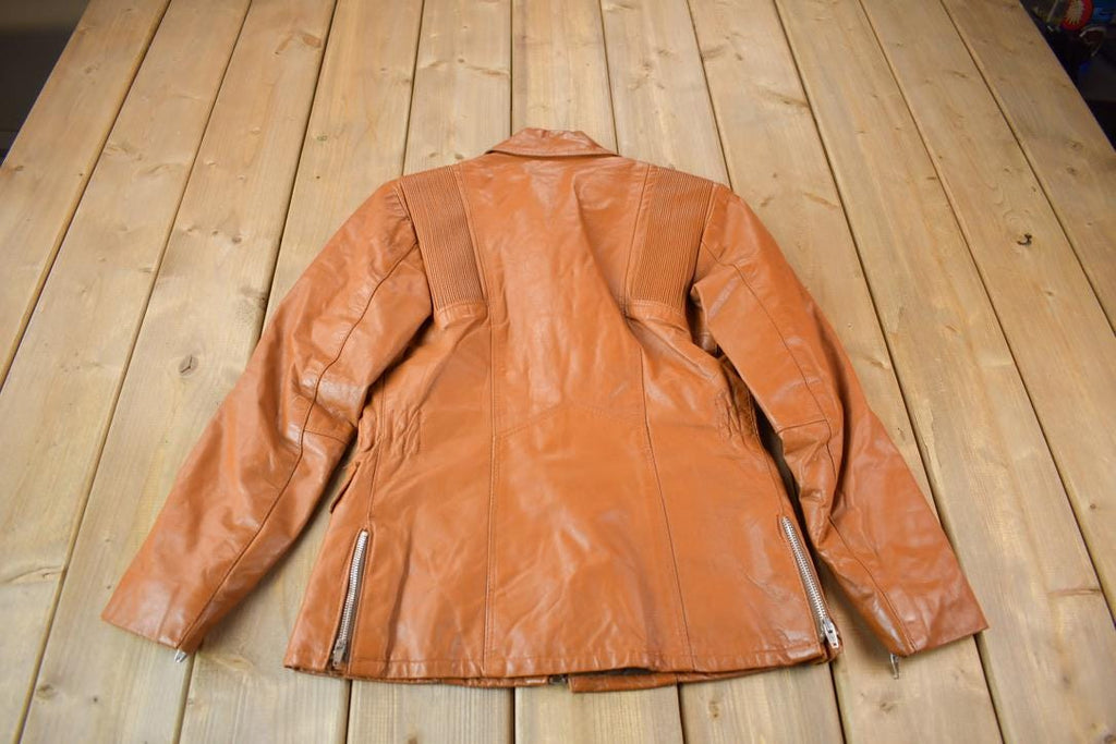Vintage 1970s Golden Crown By Bristol Burnt Orange Leather Coat