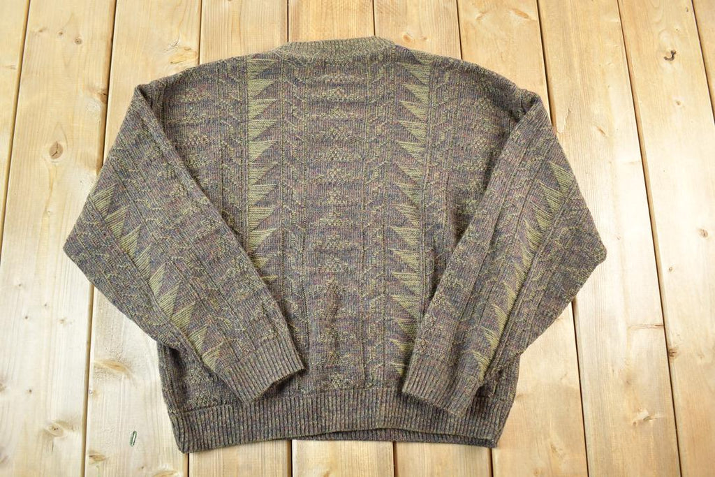 Vintage 1990s Atlantic Traders Knit Abstract Pattern Crewneck Sweater Mens XL