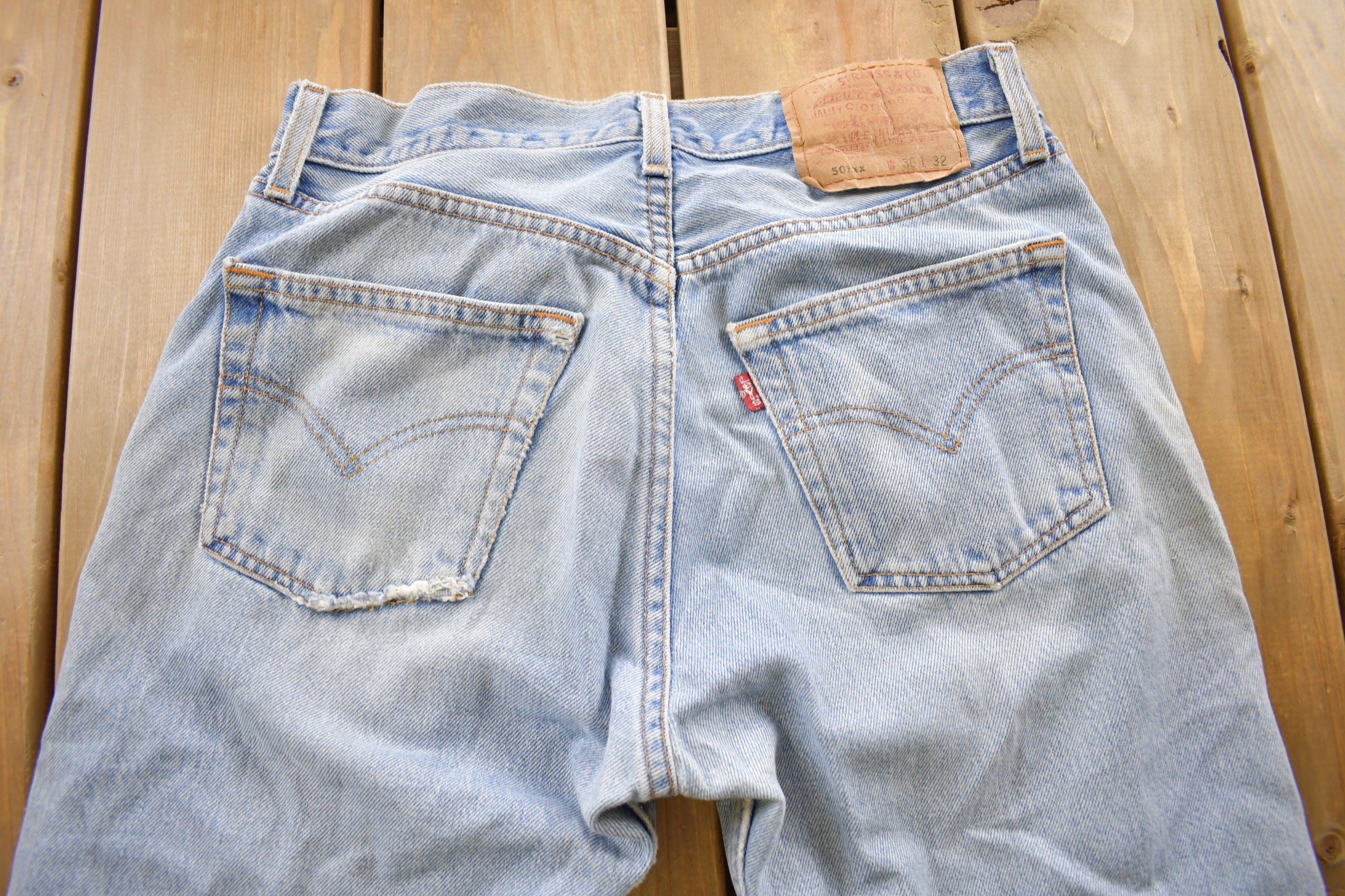 Vintage 1990s Levi's 501 Light Wash Denim Jeans Size 28 x 25