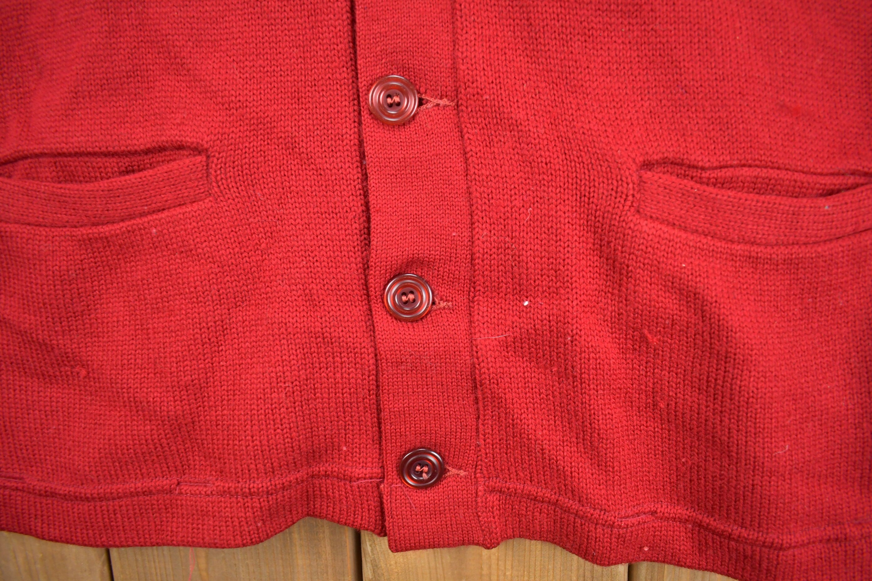 Vintage 1950s Collegiate Knit Cardigan Sweater