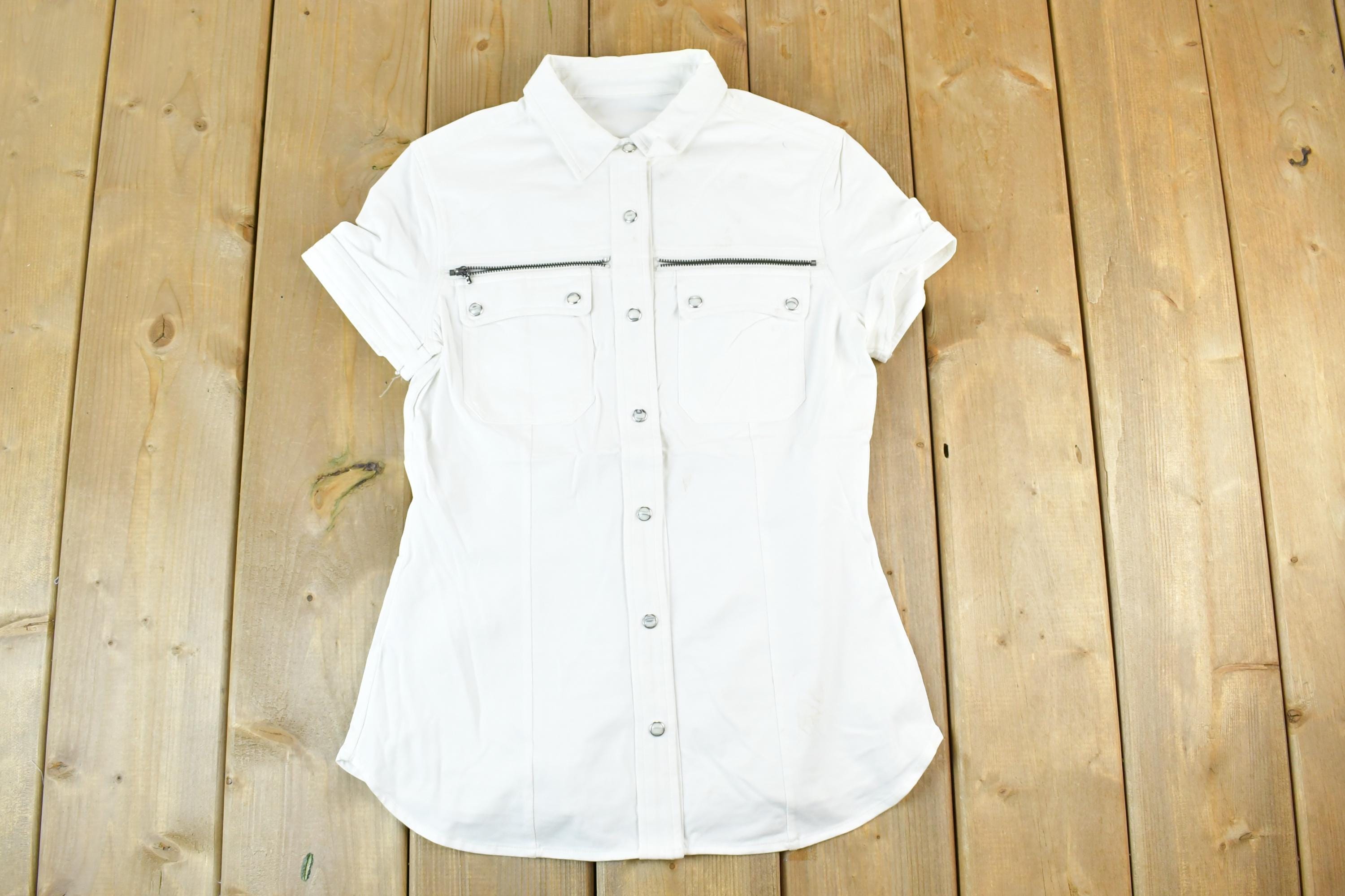 Women Vintage Vigoss Y2K Button Up T-Shirt Vigoss Grunge Skull Print