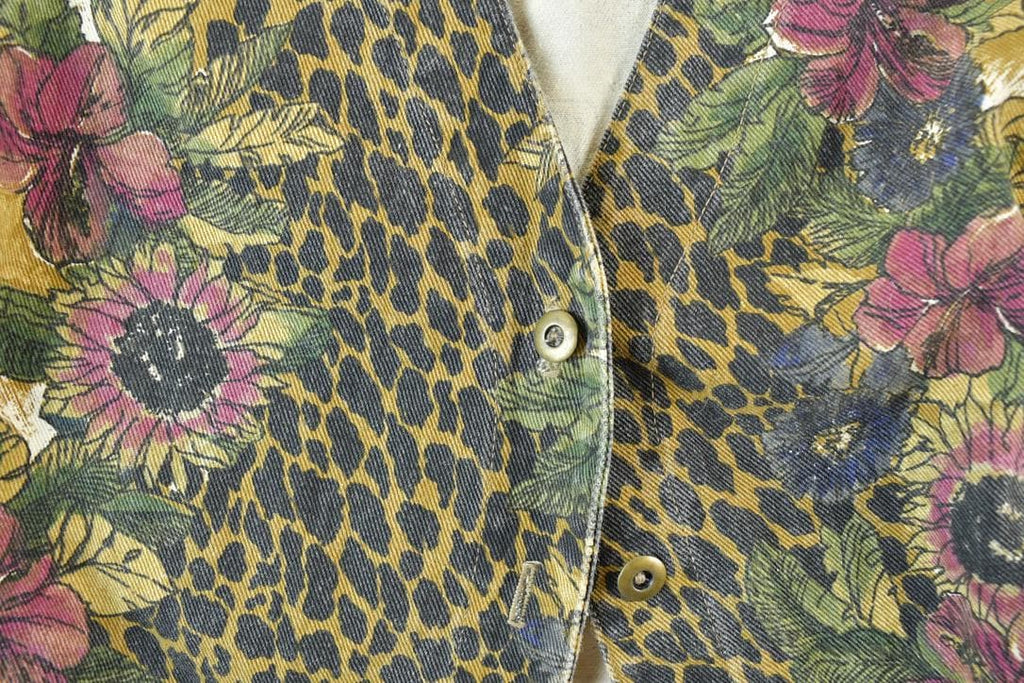 Vintage 1980s Floral Button Up Vest
