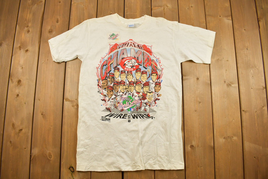 Vintage 1990 Deadstock Cincinnati Reds Big Head World Series MLB Graphic T-Shirt