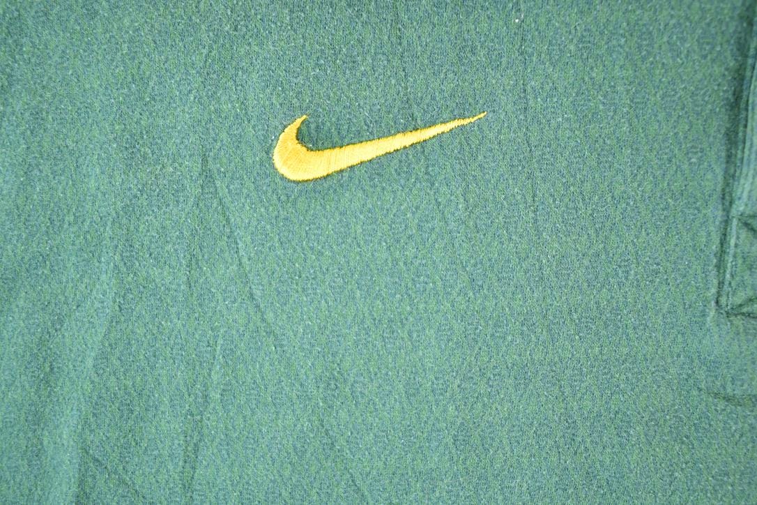 Vintage 1990s Nike Green Bay Packers NFL Graphic Polo Style Quarter Button Shirt