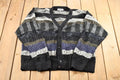 Vintage 1990s Modango Boxy Fit Mixed Knit Cardigan Sweater