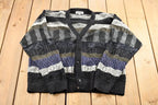 Vintage 1990s Modango Boxy Fit Mixed Knit Cardigan Sweater
