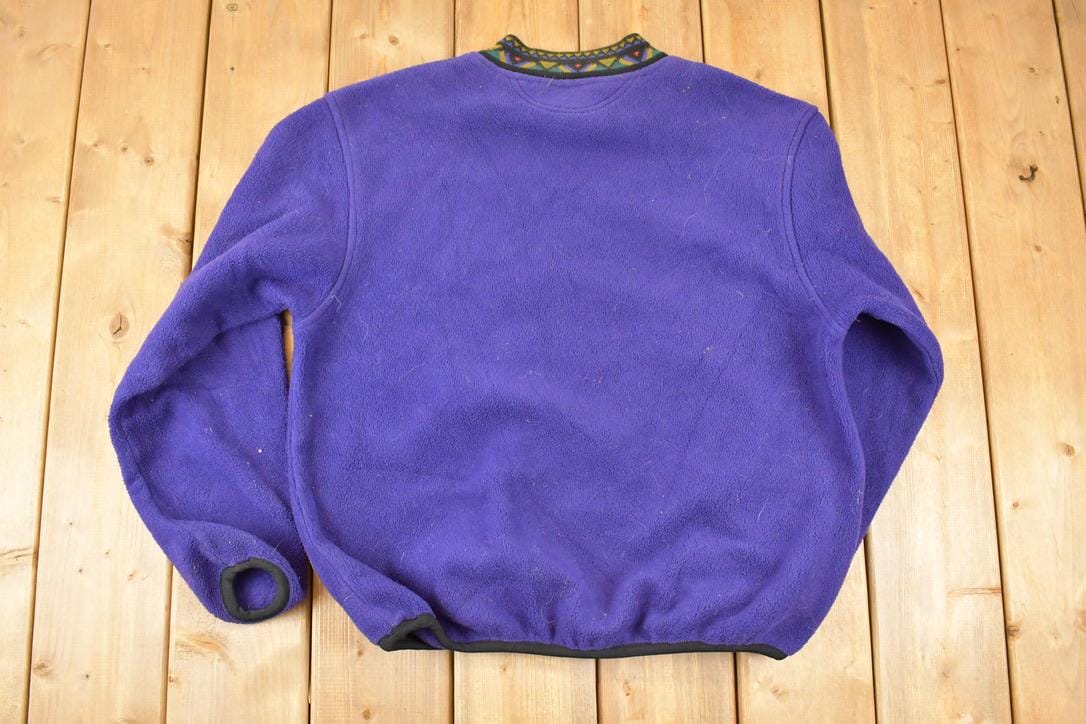 Vintage 1990s Big Sky Montana Embroidered Fleece Outdoorsman Sweater Men's L