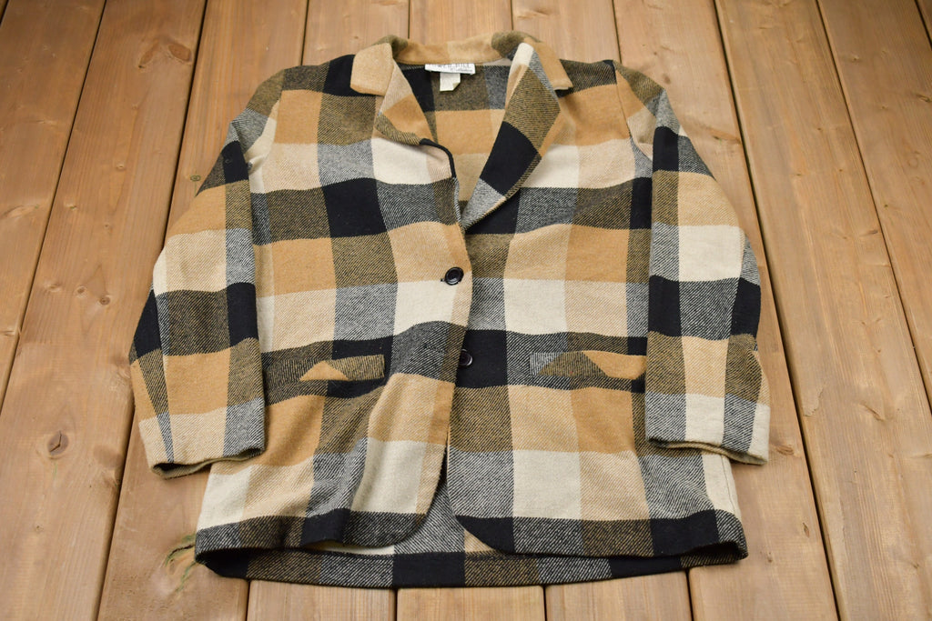 Vintage 1990s Tower Hill Collection Plaid Knitted Jacket