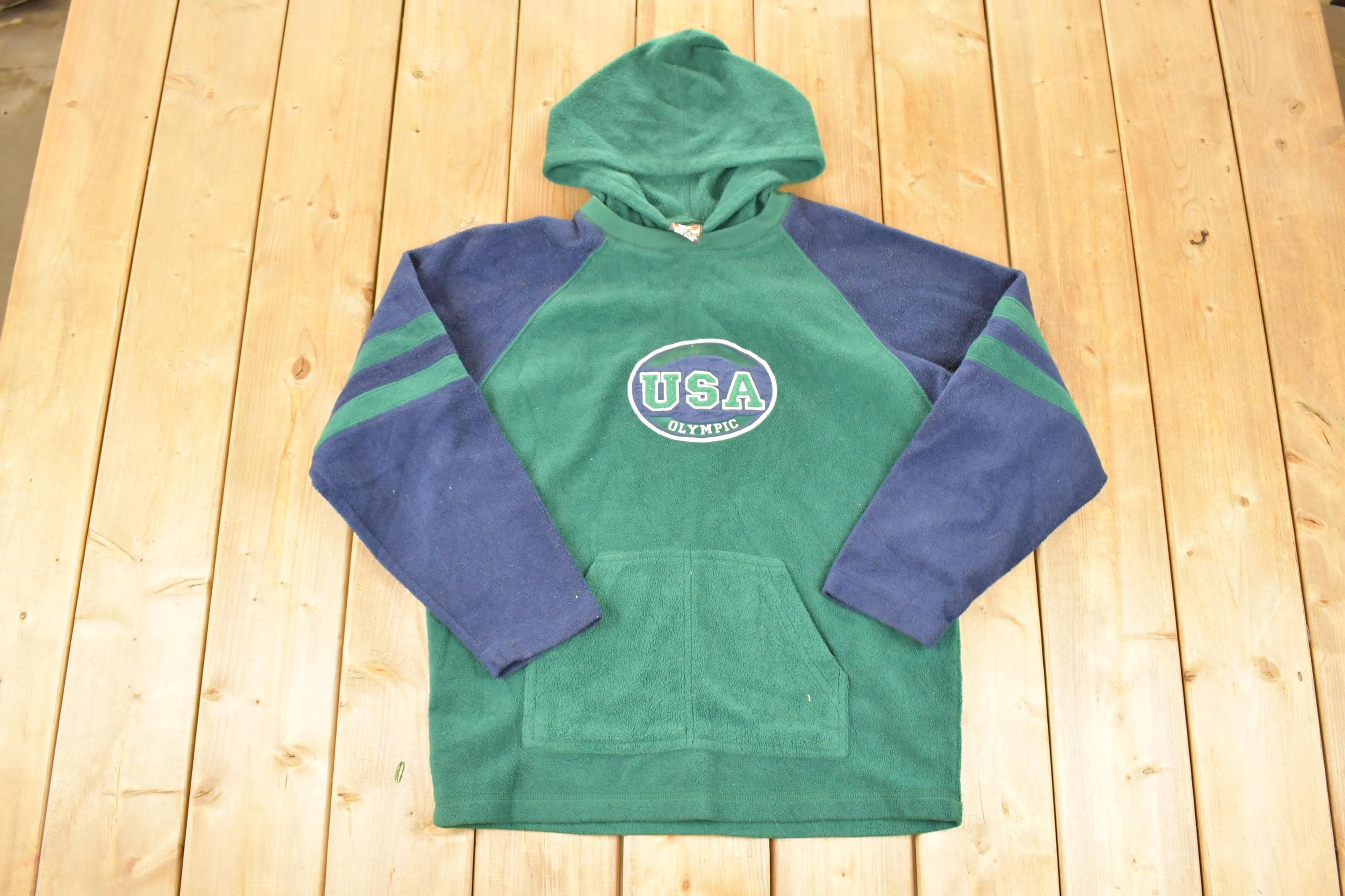 Vintage 1990s USA Olympic Fleece Outdoorsman Hooded Sweater Men's M