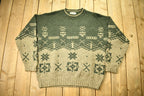 Vintage 1990s Eddie Bauer Abstract Wool Knit Crewneck Sweater