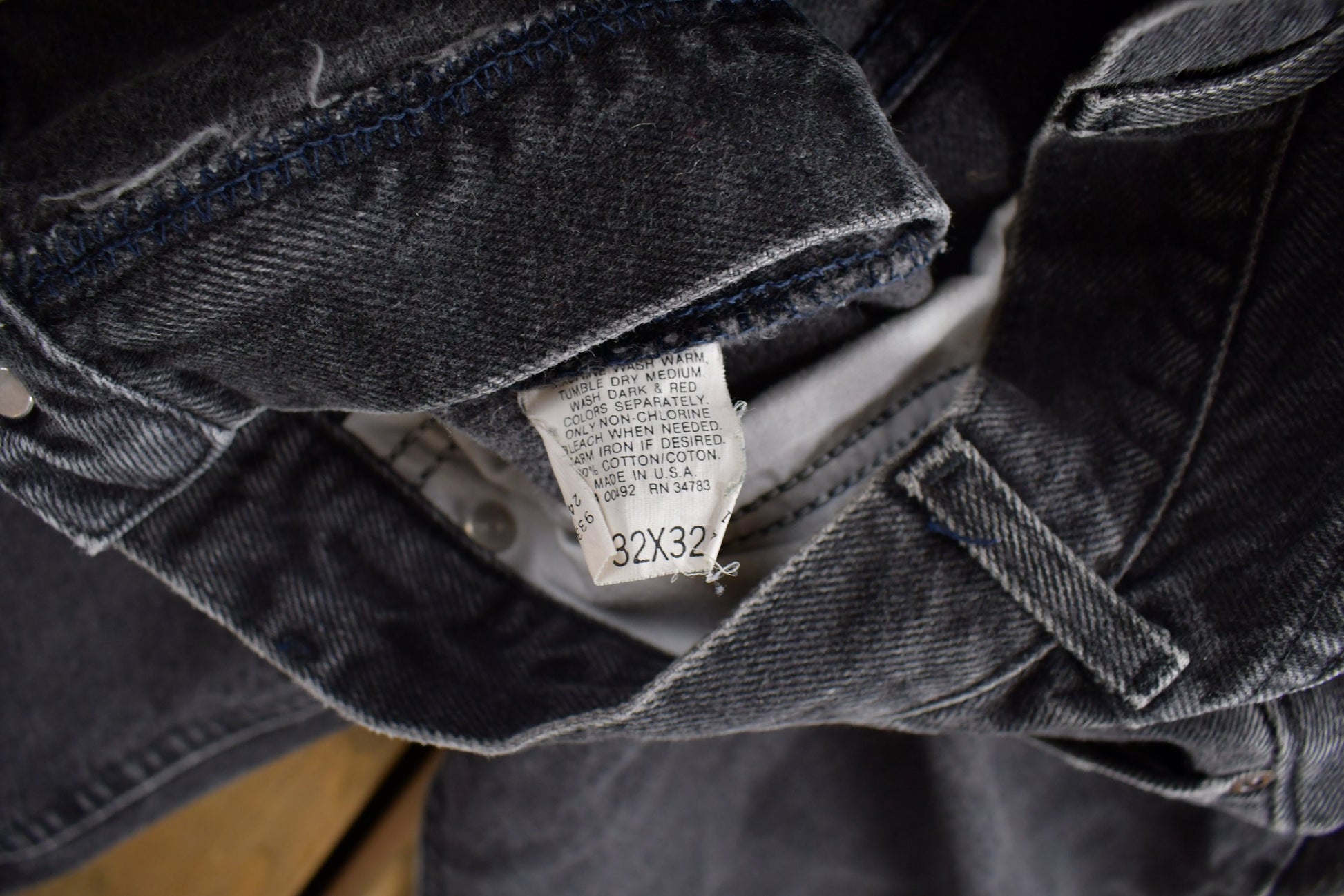 Vintage 1970s Lee Black Wash Jeans Size 30 x 30