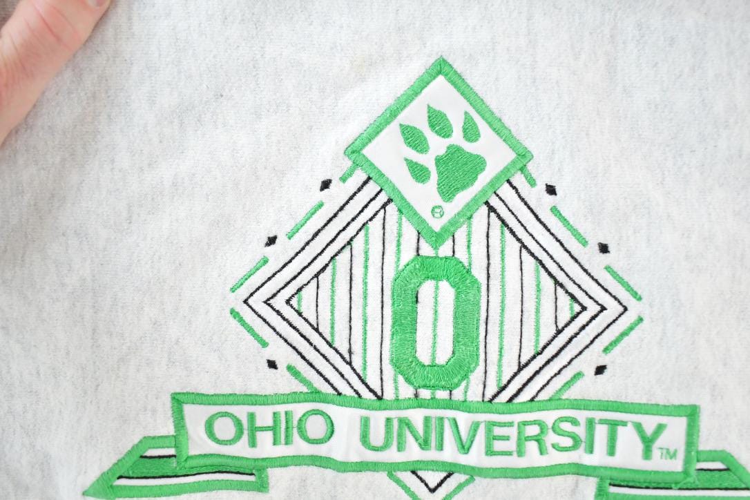 Vintage 1990s Ohio University Bobcats Collegiate Cross Grain Crewneck Sweatshirt Men's L