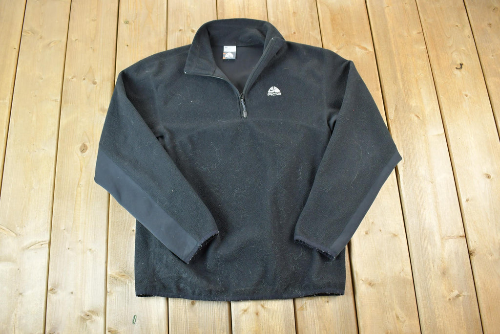 Vintage 1990s Nike ACG Embroidered Mini Swoosh Quarter Zip Crewneck Sweatshirt