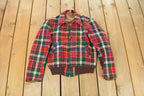 Vintage 1960s Wool Tartan Plaid Full Zip Jacket Youth Large