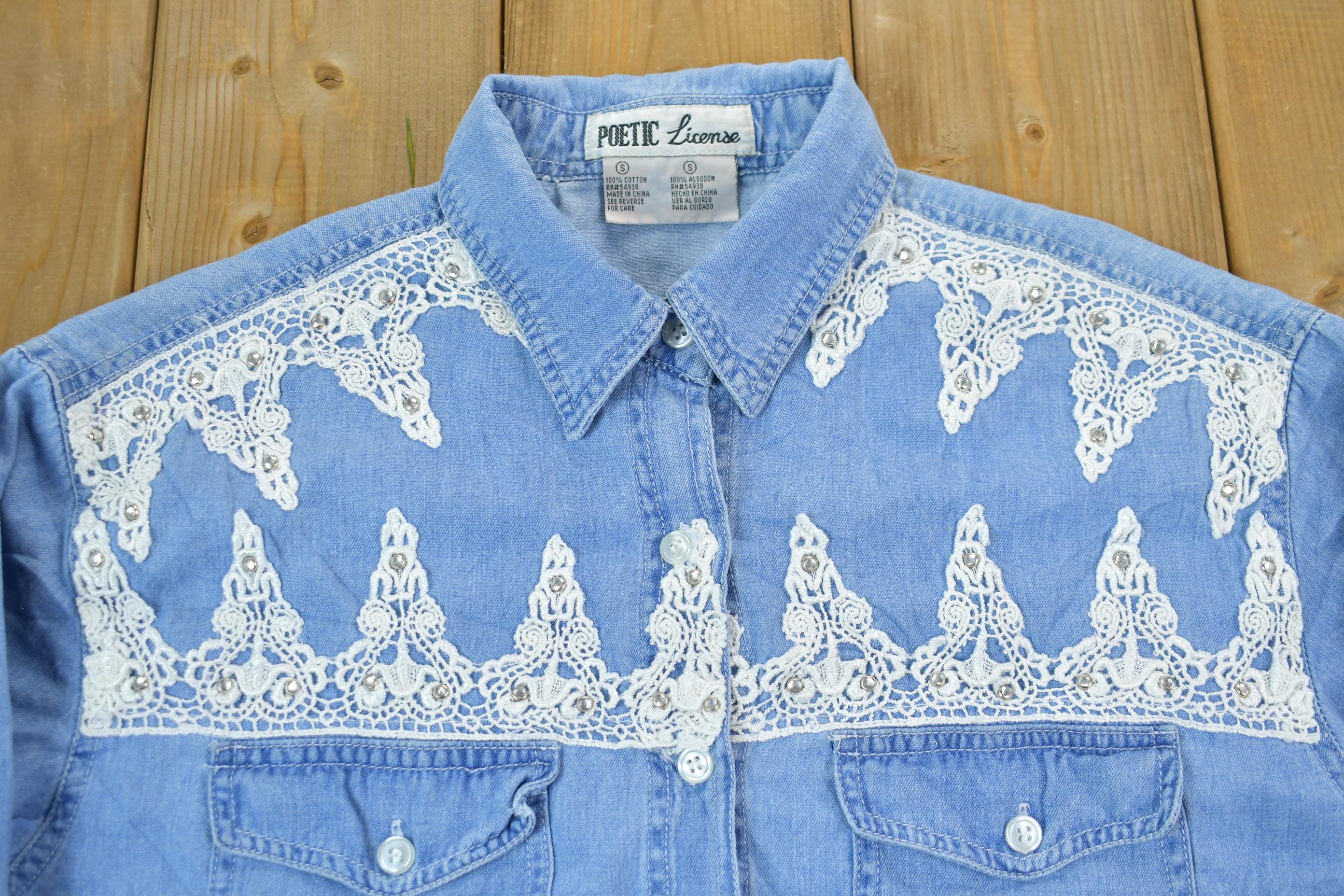 Vintage 1990s Poetic License Western Style Button Up Rodeo Shirt