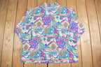 Vintage 1990'S Italian Club Plus Mock Neck Sweatshirt  90s Crewneck  Made In USA  Athleisure  Streetwear  MockNeck  Abstract Pattern