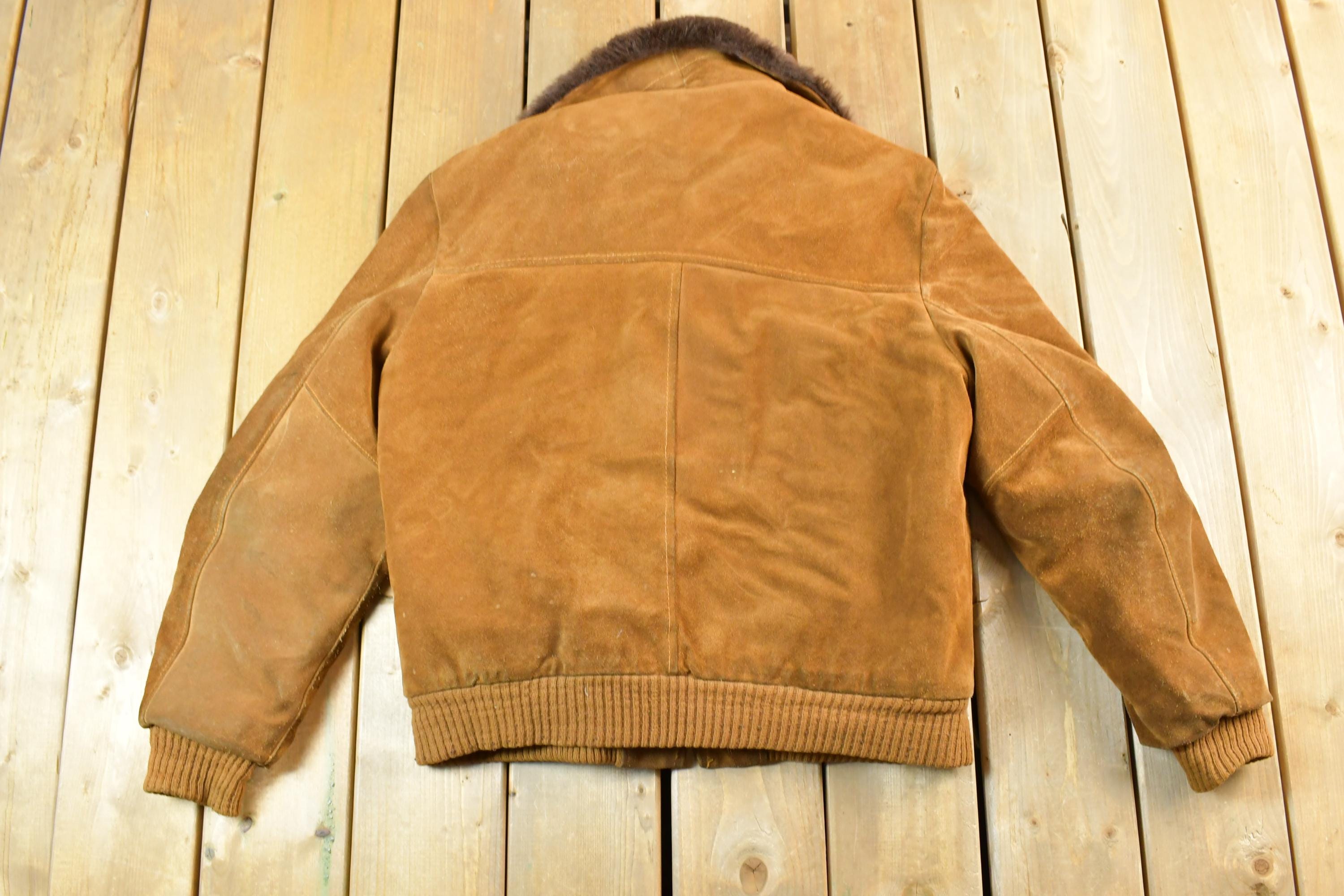 Vintage 1980s Lined Suede Genuine Leather Jacket Made In USA