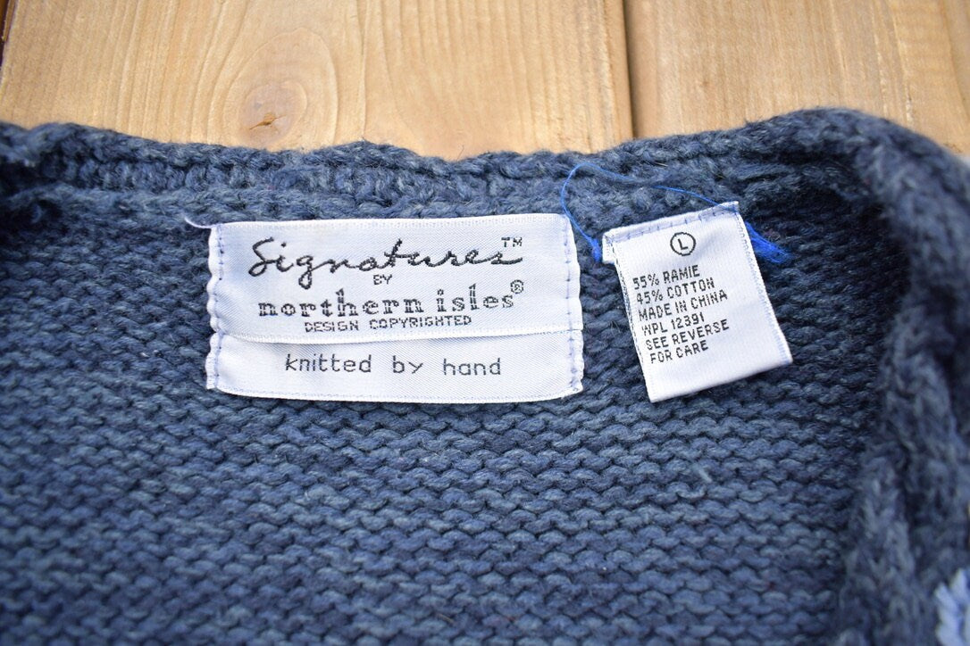 Vintage 1990s 3D Winter Colored Cable Knit Sweater Vest / Vintage 90s Vest / Abstract Patterns / Hand Knitted