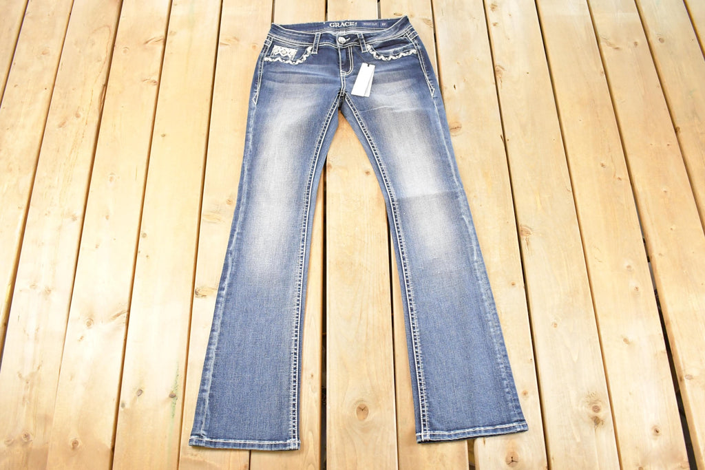 Vintage Deadstock Y2K Grace LA Bedazzled Low Rise Jeans Women's Size 27 x 32