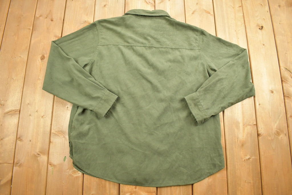 Vintage 1990s St Johns Bay Blank Green Button Up Shirt
