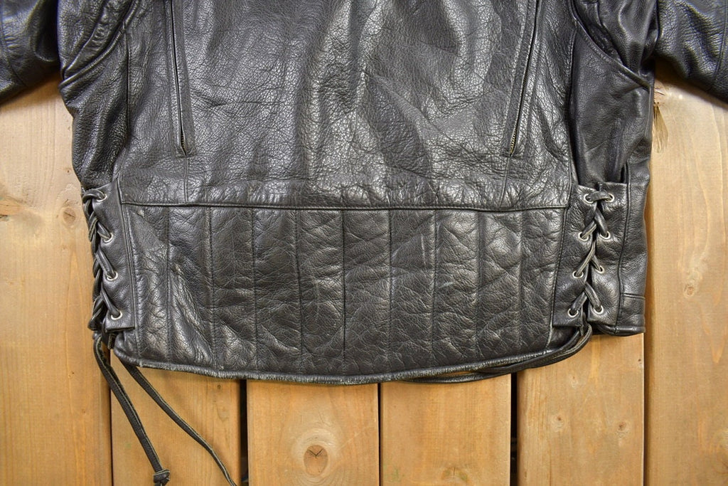 Vintage 1990s Cruiser By Sofari Cafe Racer Black Leather Jacket