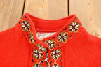 Vintage 1990s Norman 100% Virgin Wool Knit Red Full Zip Up Sweater
