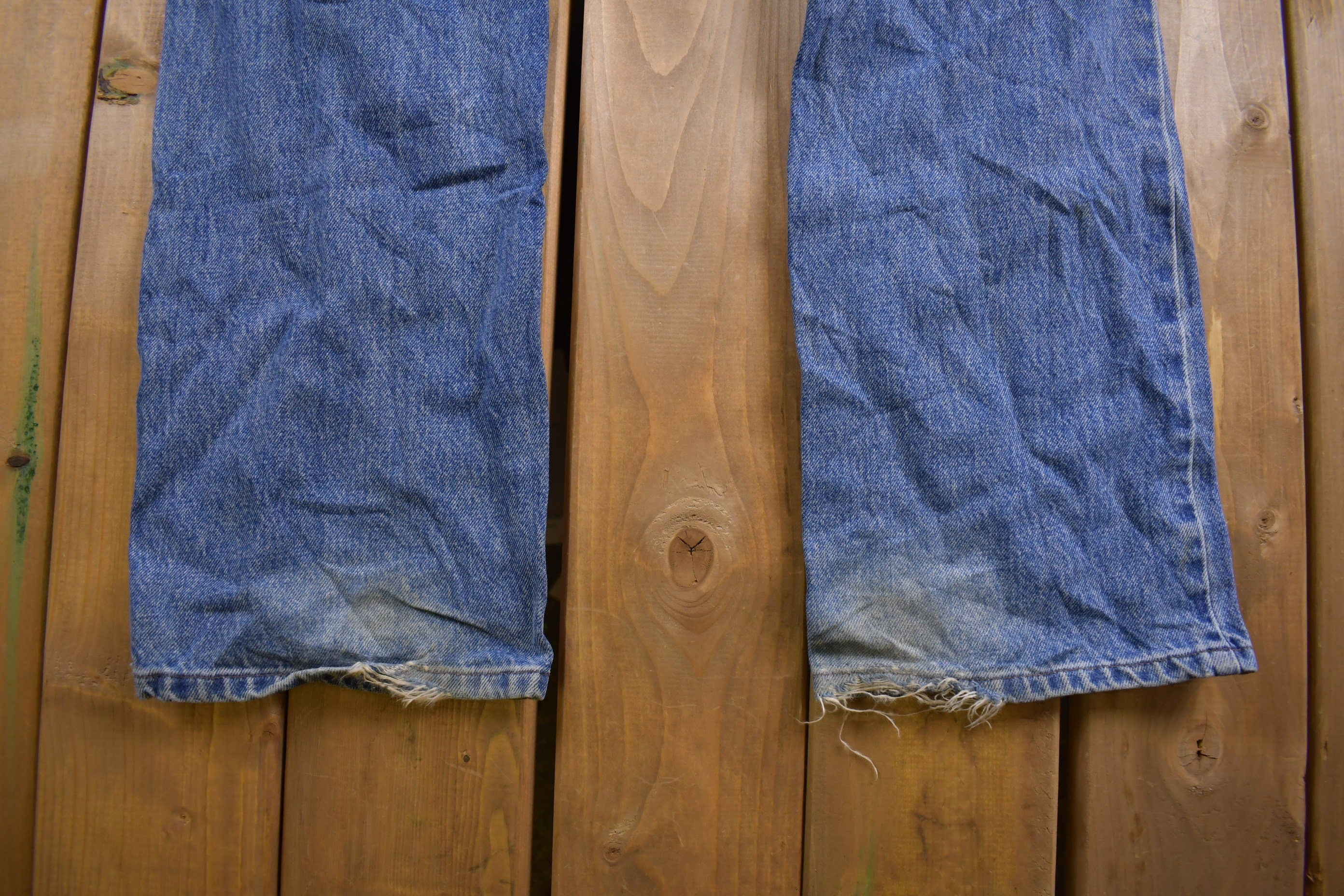 Vintage 1990's Harley Davidson Light Wash Blue Denim 35 x 35 /