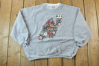 Vintage 1990s Christmas Birds Double Collar Cute Crewneck Sweater
