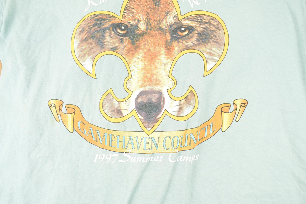 Vintage 1997 Gamehaven Council Summer Camps Souvenir Travel T-Shirt Men's L