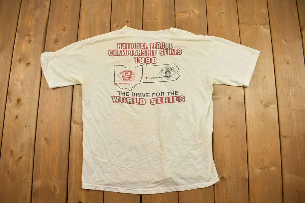 Vintage 1990 Reds and Pirate Championship MLB Graphic T-Shirt