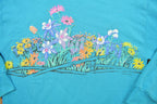 Vintage 1990 Wild Flower Print Collared Crewneck Sweatshirt