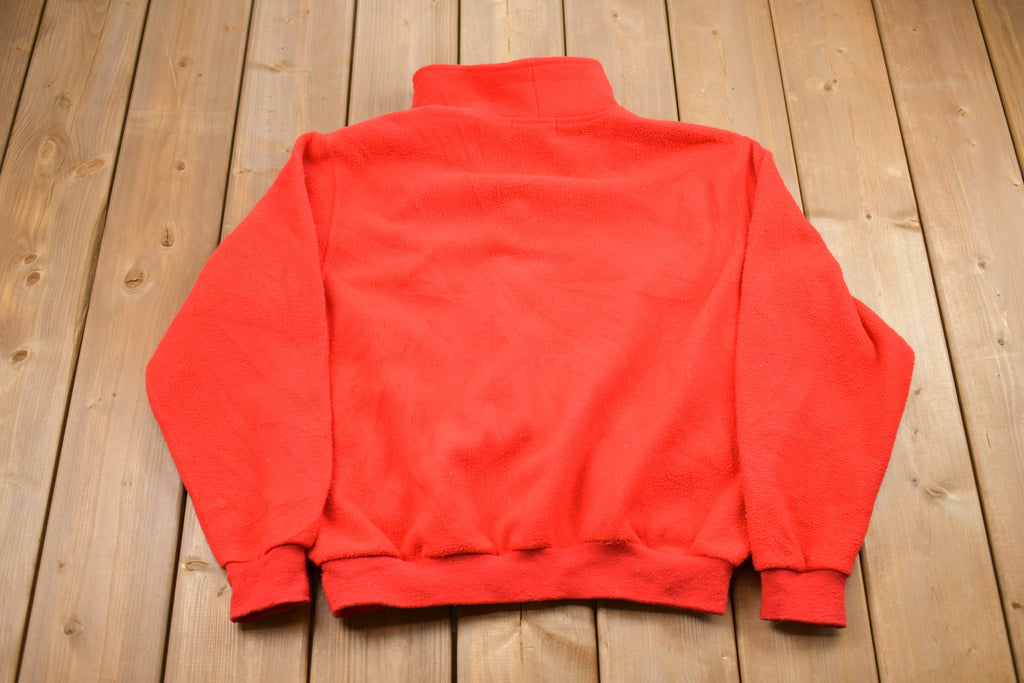 Vintage 1980s Fast Trak Red Quarter Zip Pullover Fleece Sweater