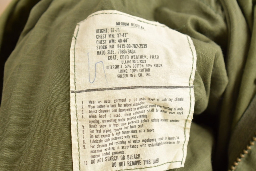 Vintage 1980 Military Army Sateen Field Jacket