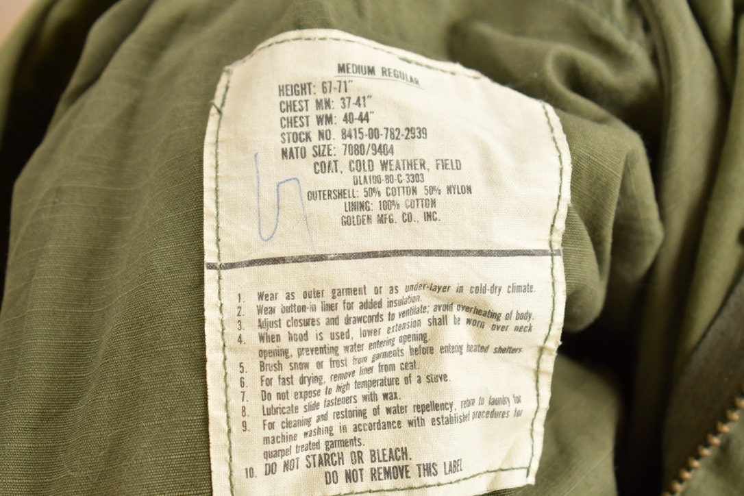 Vintage 1980 Military Army Sateen Field Jacket