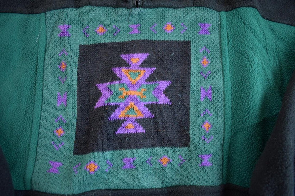 Vintage 1990s Aztec Pattern Quater Zip Fleece Sweater - XL
